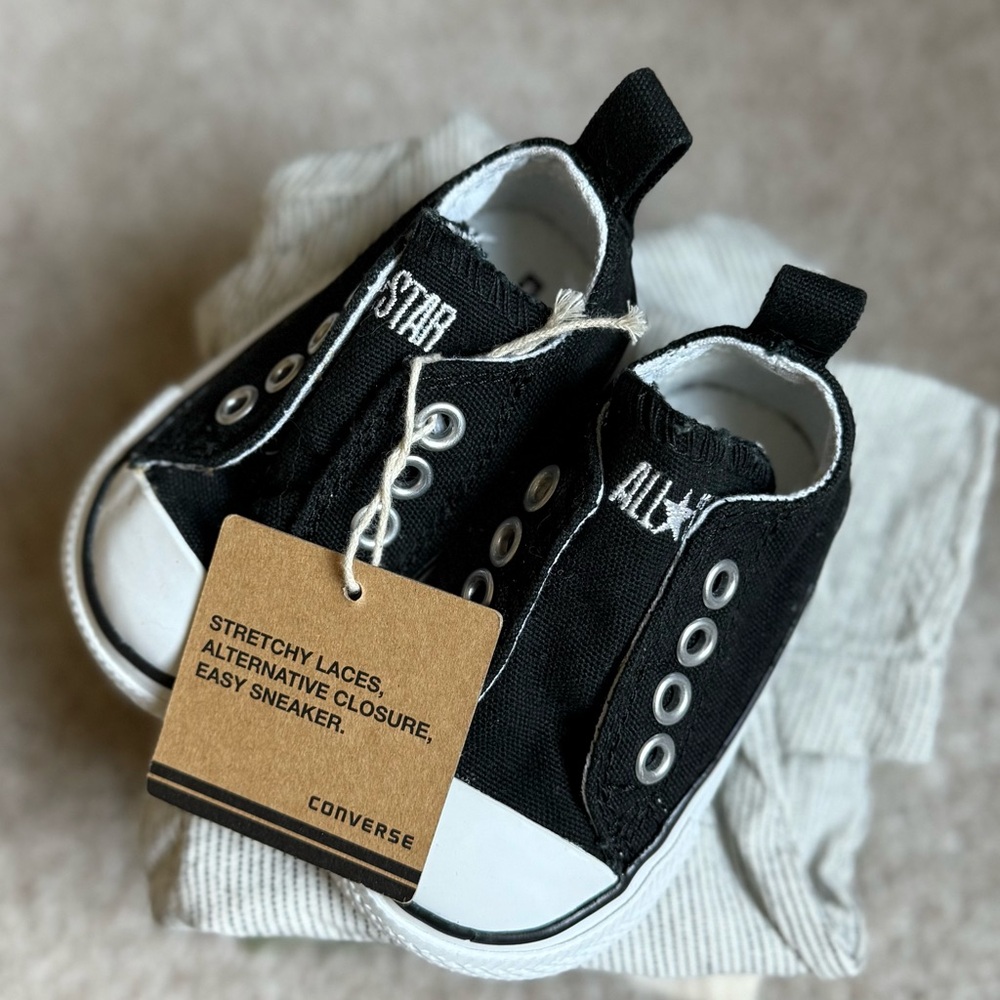 Converse Baby size 2 Black Slip-On Sneakers